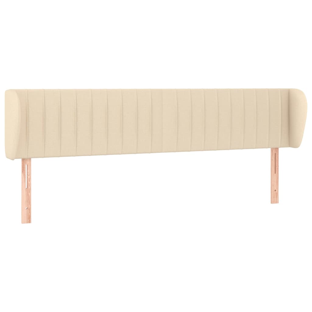 sengegavl med kanter 203x23x78/88 cm stof cremefarvet