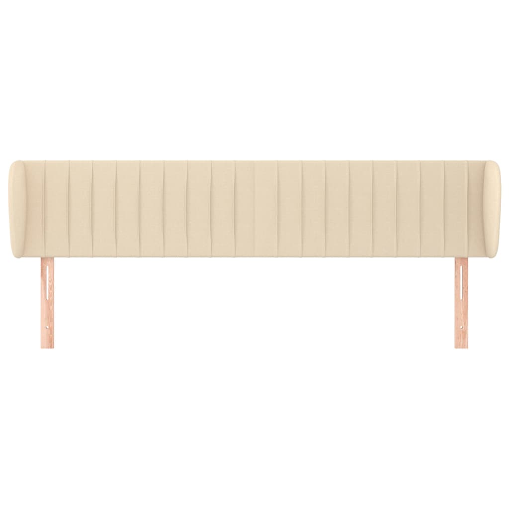 sengegavl med kanter 203x23x78/88 cm stof cremefarvet