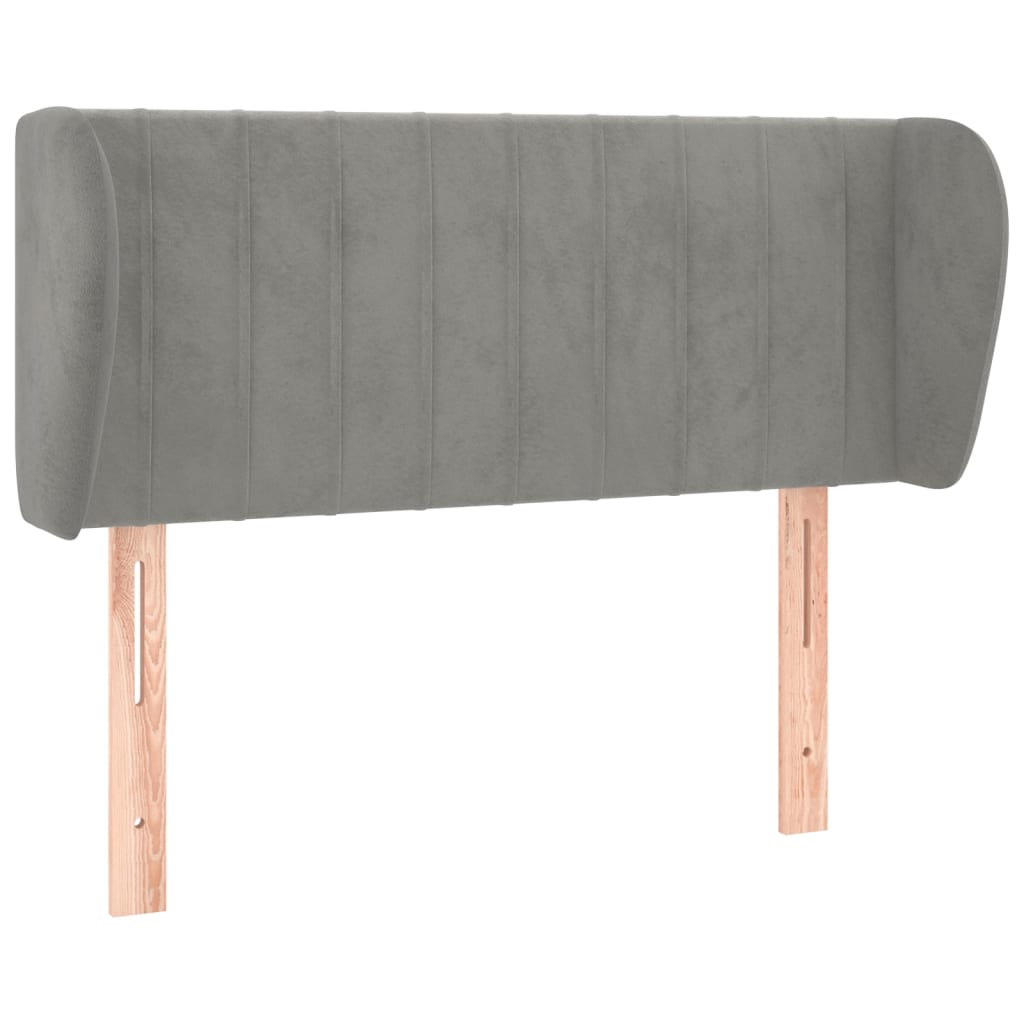 sengegavl med kanter 83x23x78/88 cm fløjl lysegrå