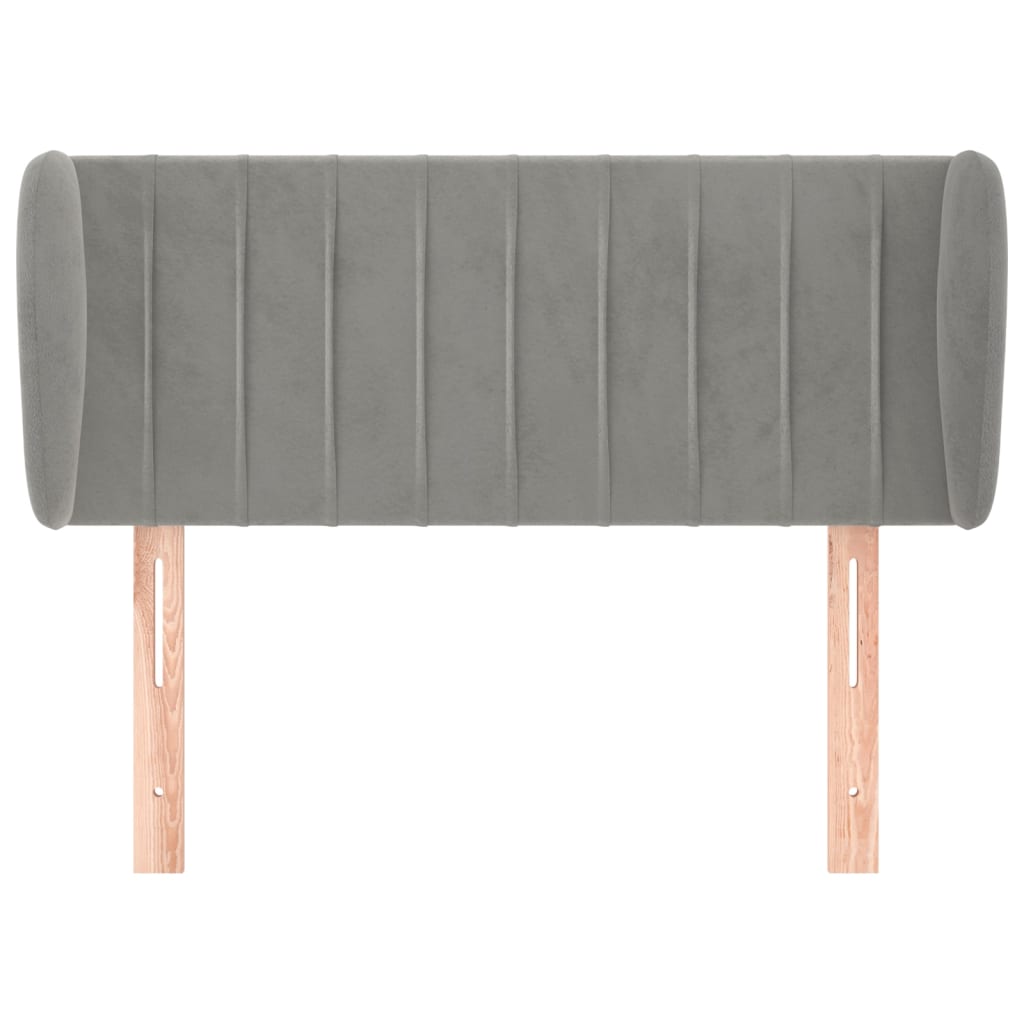 sengegavl med kanter 83x23x78/88 cm fløjl lysegrå