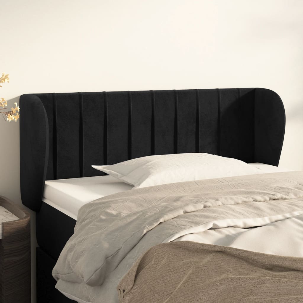 sengegavl med kanter 83x23x78/88 cm fløjl sort
