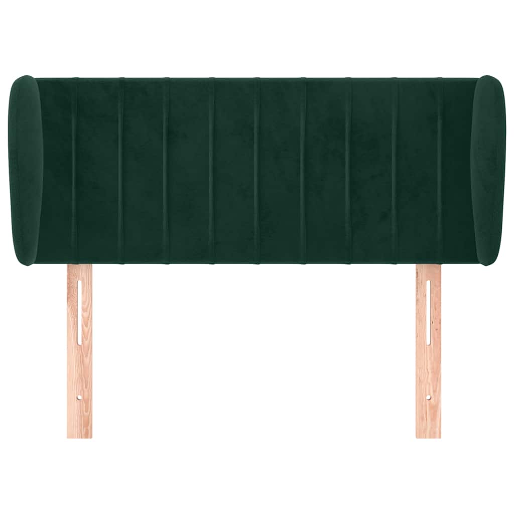 sengegavl med kanter 83x23x78/88 cm fløjl mørkegrøn