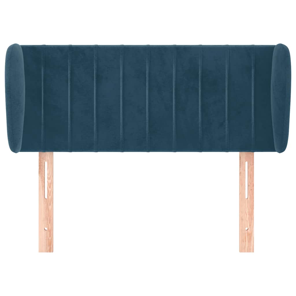 sengegavl med kanter 83x23x78/88 cm fløjl mørkeblå