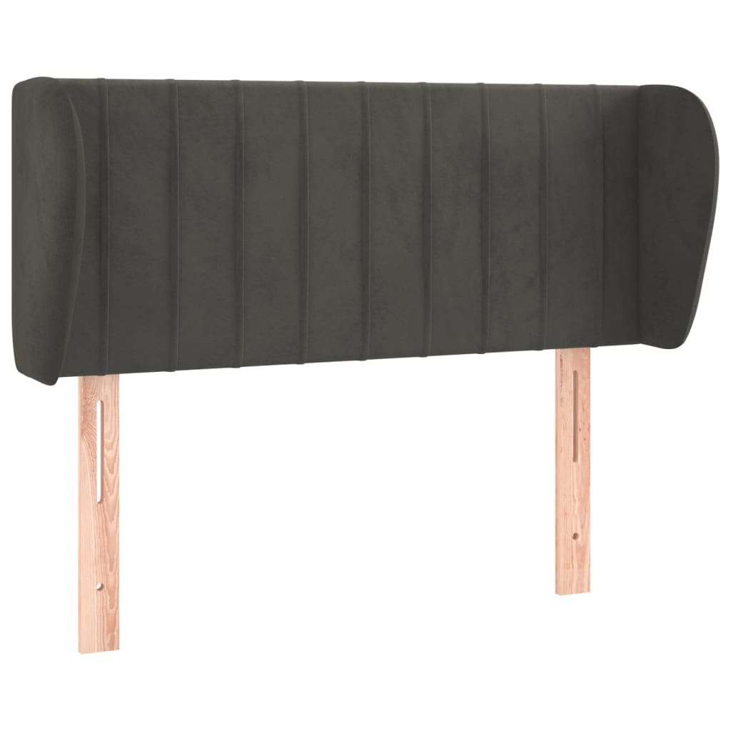 sengegavl med kanter 93x23x78/88 cm fløjl mørkegrå