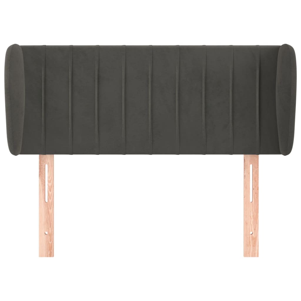 sengegavl med kanter 93x23x78/88 cm fløjl mørkegrå