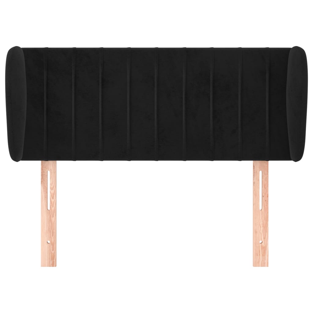 sengegavl med kanter 93x23x78/88 cm fløjl sort