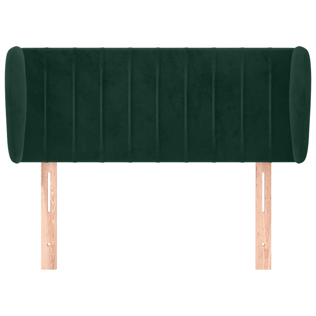 sengegavl med kanter 93x23x78/88 cm fløjl mørkegrøn