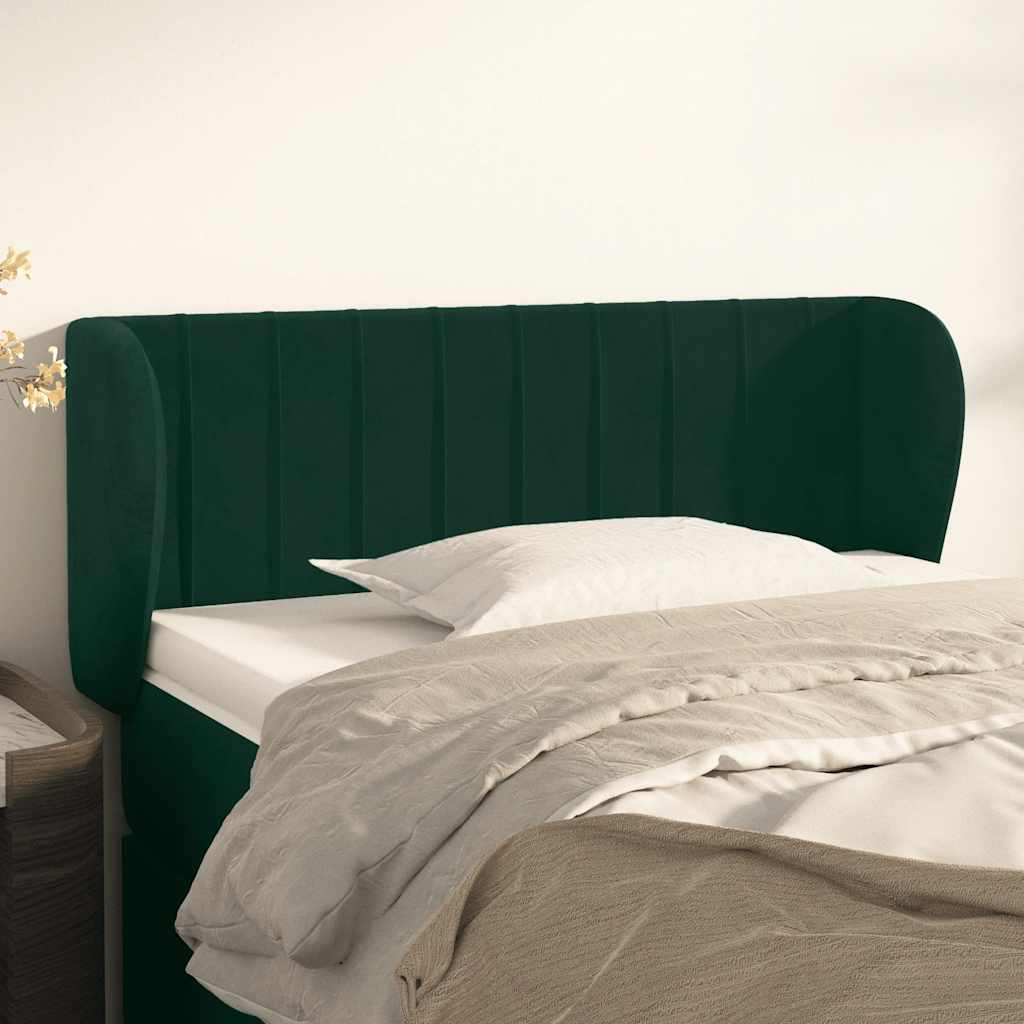 sengegavl med kanter 93x23x78/88 cm fløjl mørkegrøn
