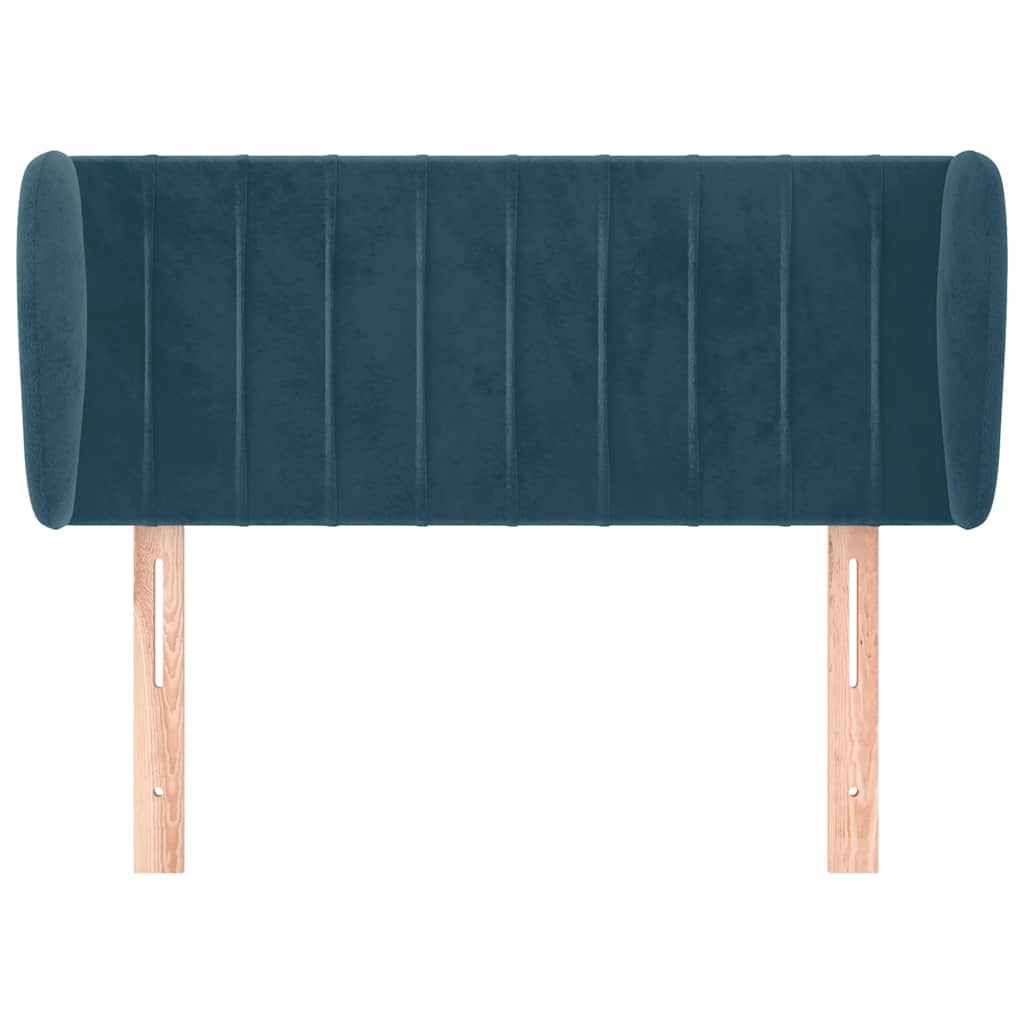 sengegavl med kanter 93x23x78/88 cm fløjl mørkeblå