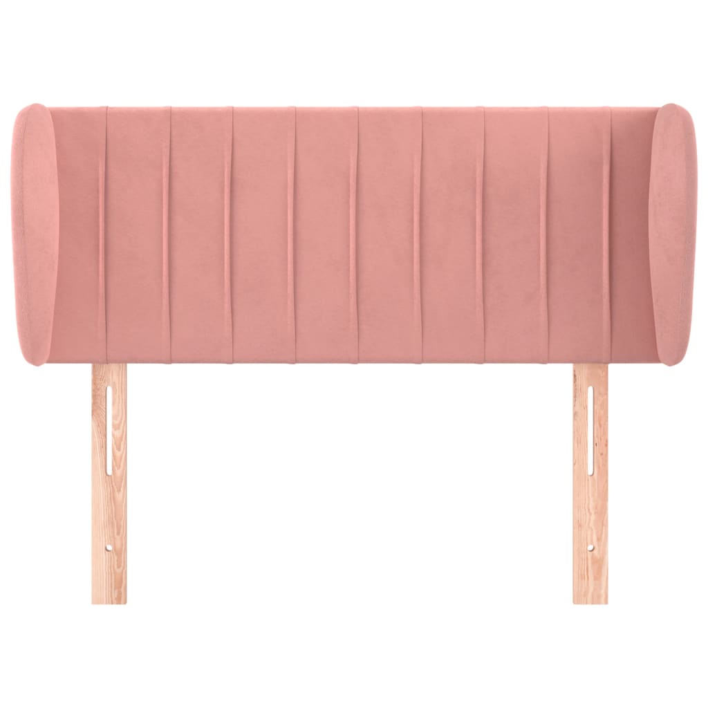sengegavl med kanter 93x23x78/88 cm fløjl lyserød