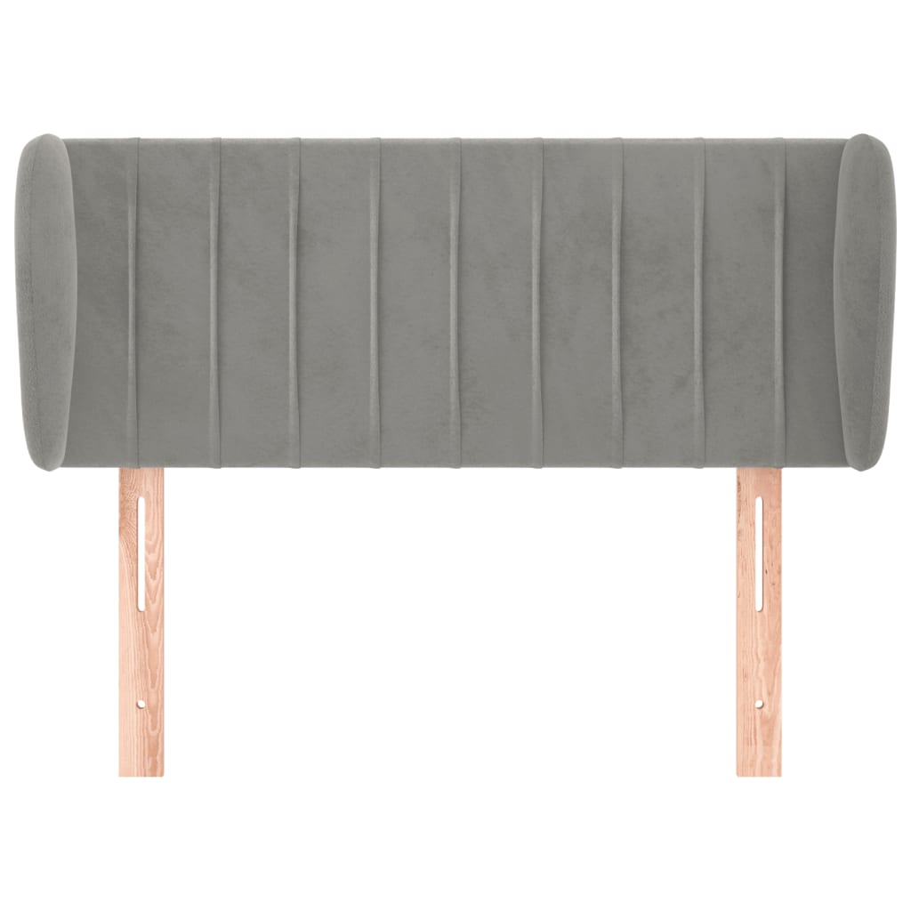 sengegavl med kanter 103x23x78/88cm fløjl lysegrå