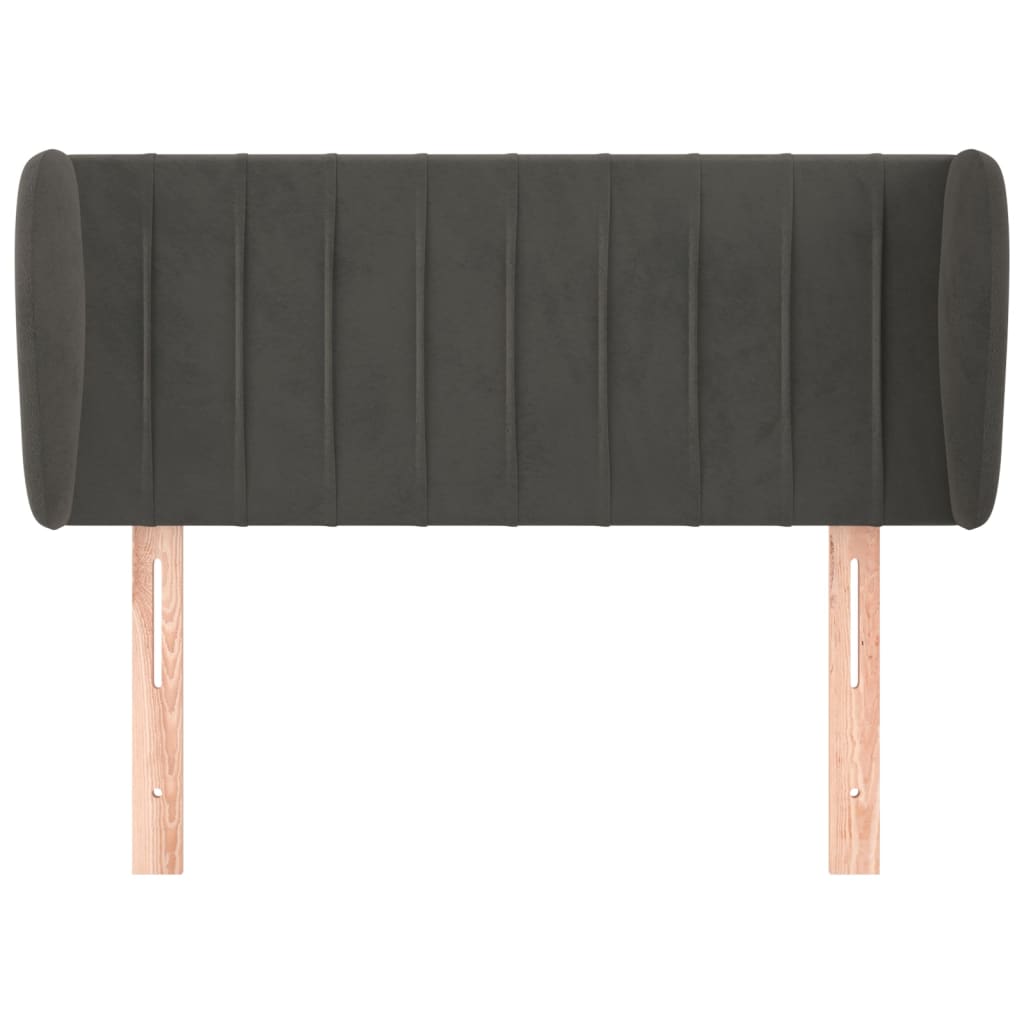 sengegavl med kanter 103x23x78/88 cm fløjl mørkegrå