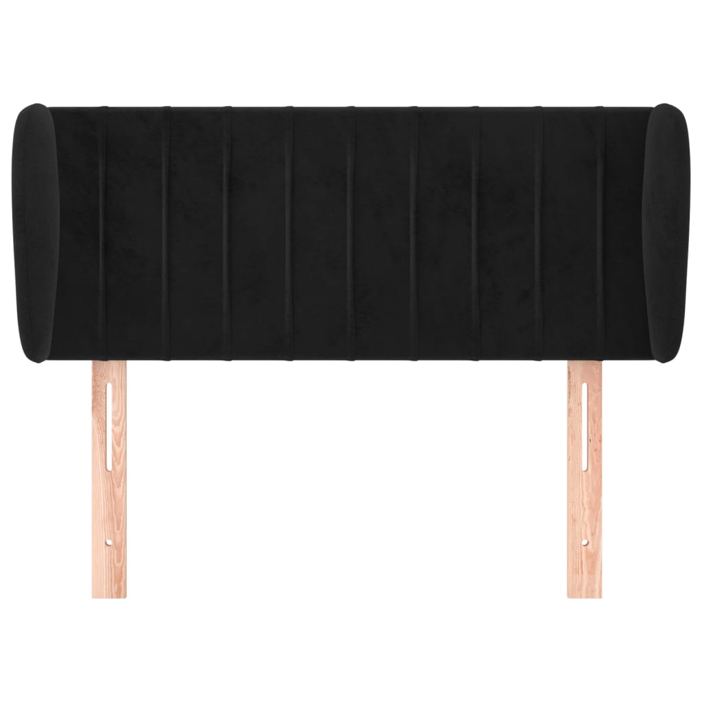 sengegavl med kanter 103x23x78/88 cm fløjl sort