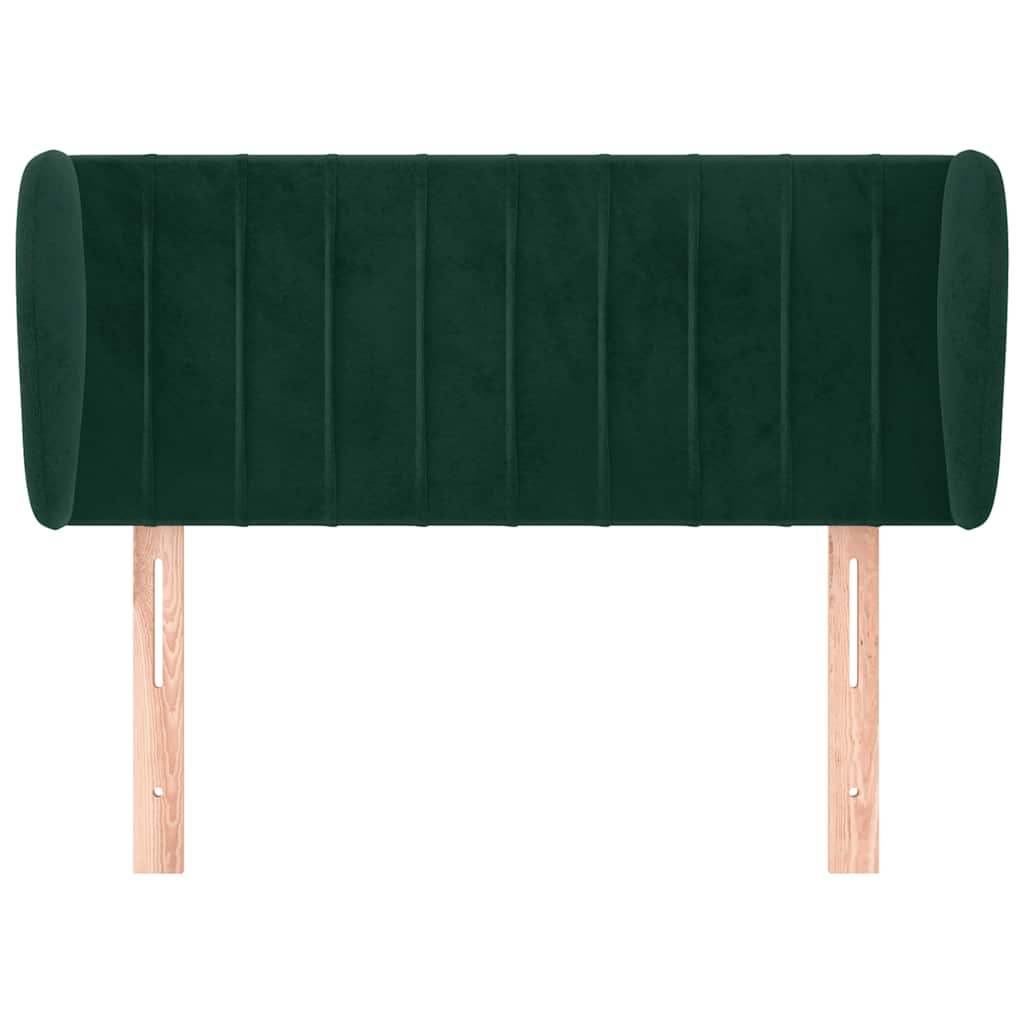 sengegavl med kanter 103x23x78/88 cm fløjl mørkegrøn