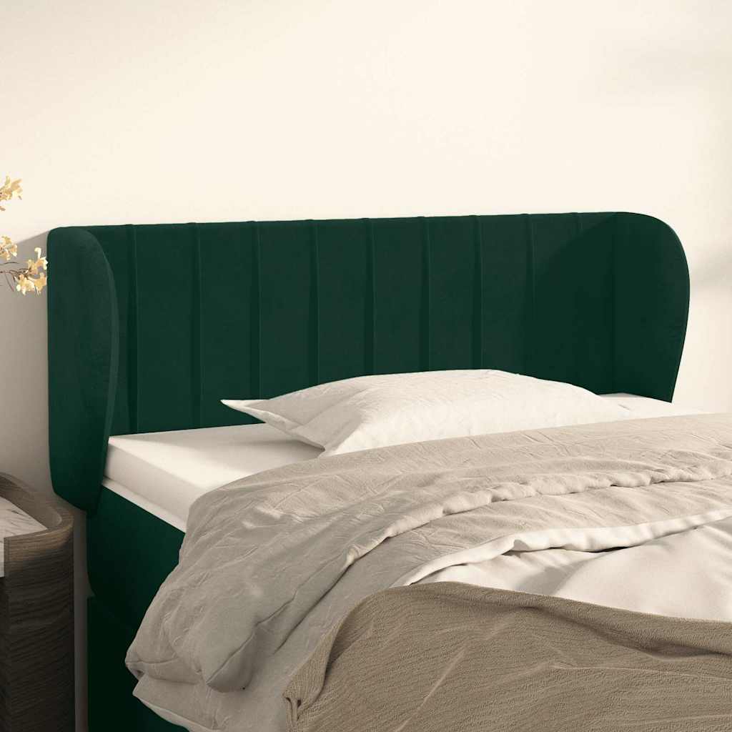 sengegavl med kanter 103x23x78/88 cm fløjl mørkegrøn