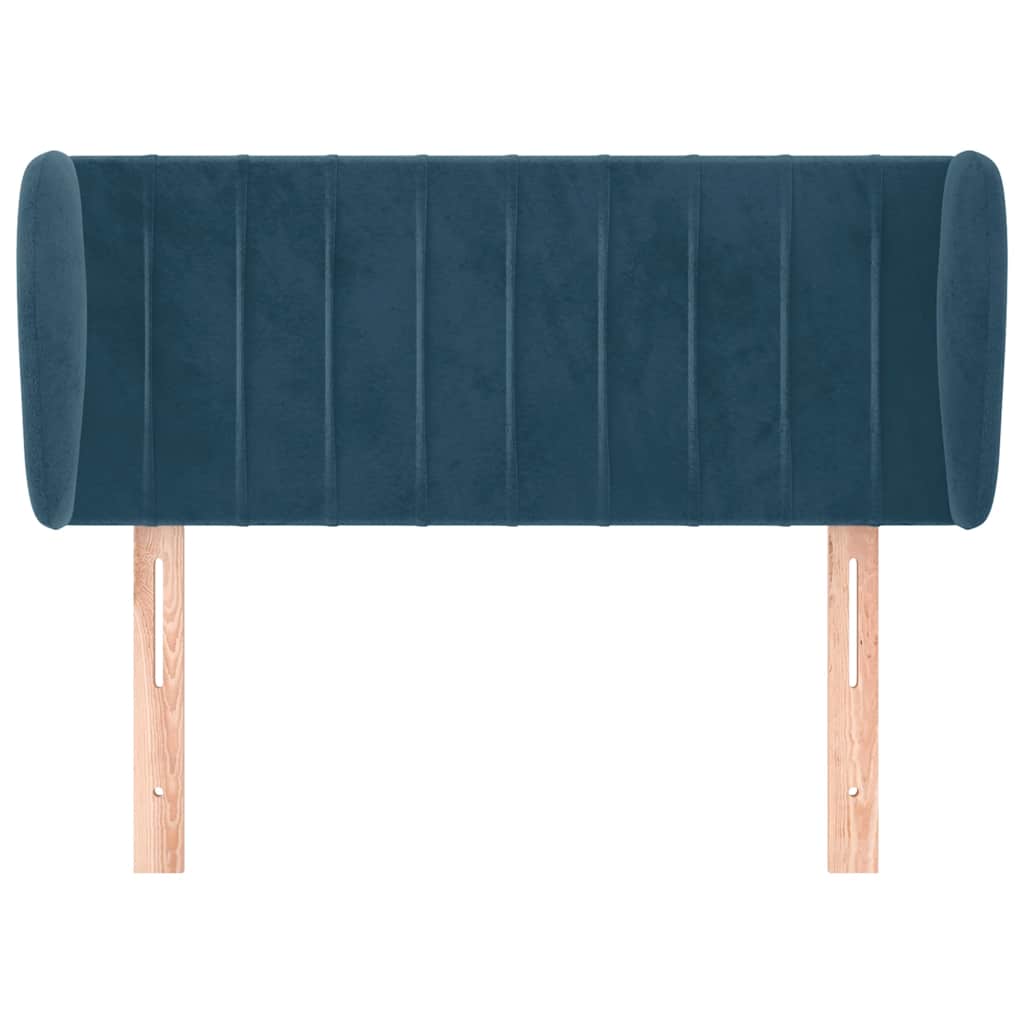 sengegavl med kanter 103x23x78/88 cm fløjl mørkeblå