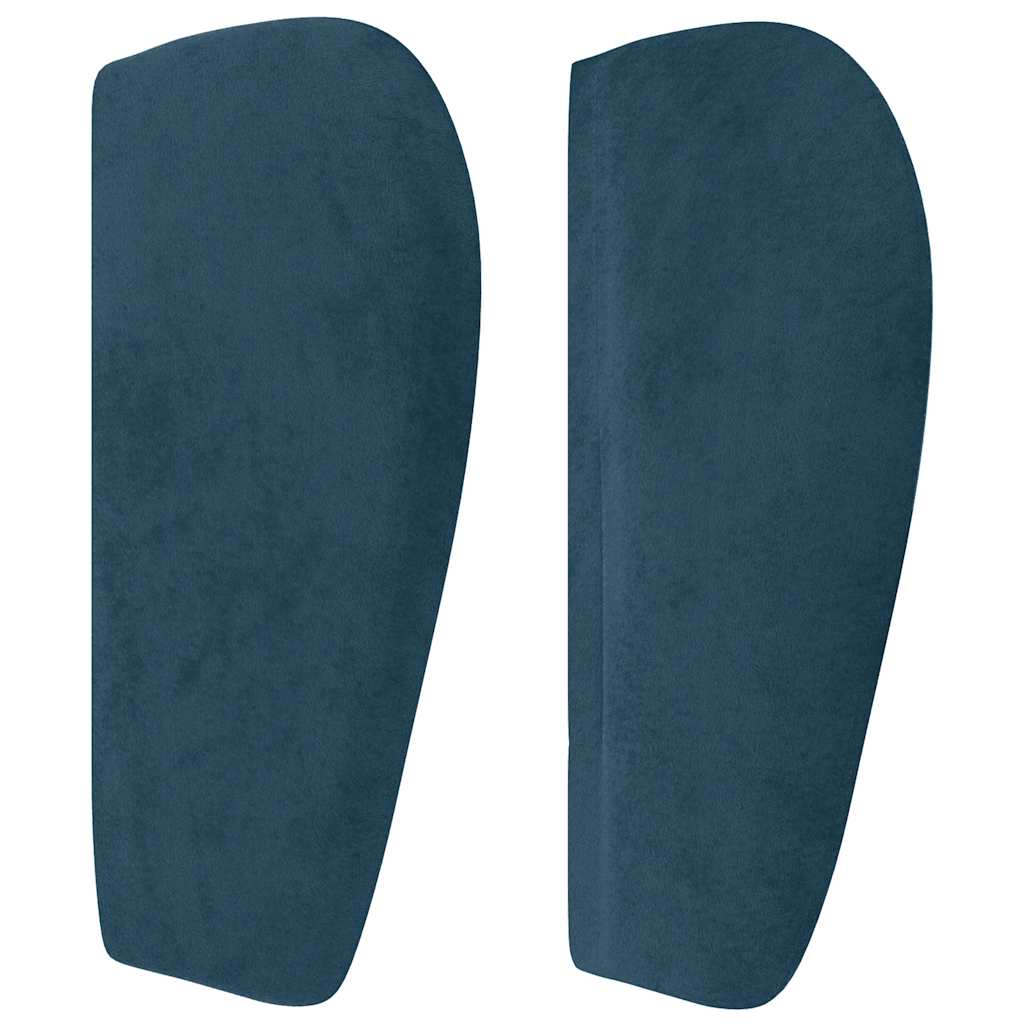 sengegavl med kanter 103x23x78/88 cm fløjl mørkeblå