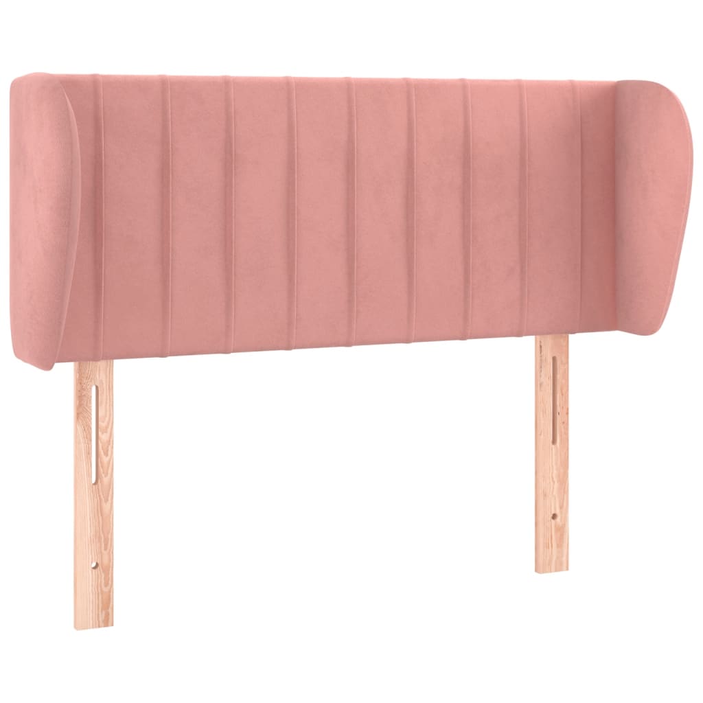 sengegavl med kanter 103x23x78/88 cm fløjl lyserød