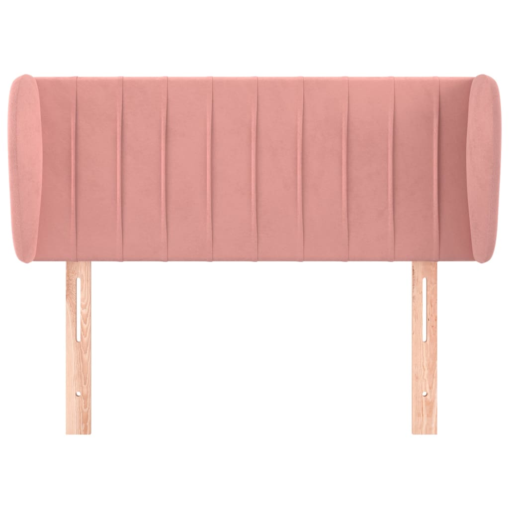 sengegavl med kanter 103x23x78/88 cm fløjl lyserød