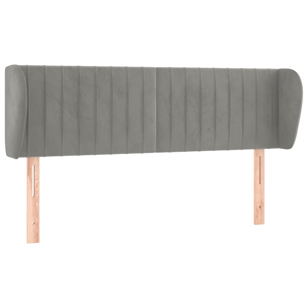 sengegavl med kanter 147x23x78/88cm fløjl lysegrå