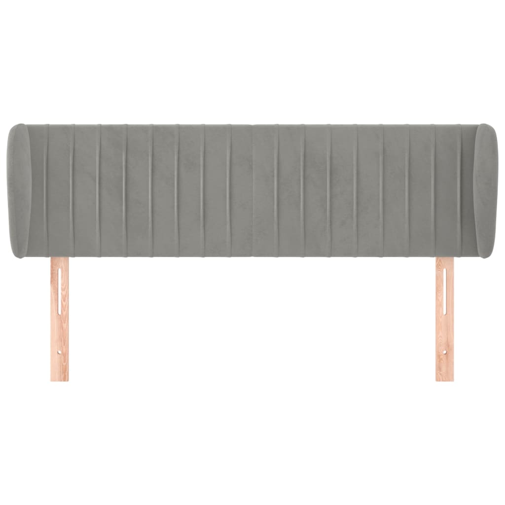 sengegavl med kanter 147x23x78/88cm fløjl lysegrå