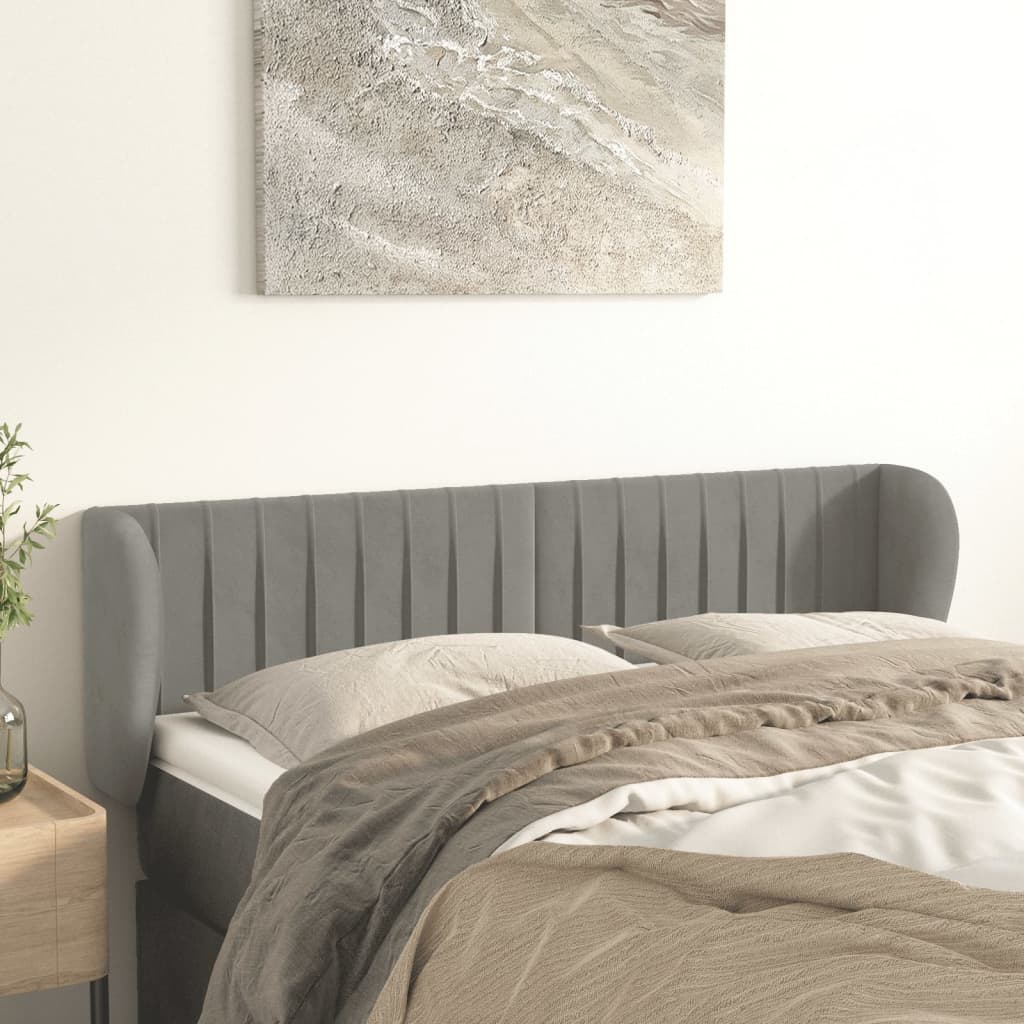 sengegavl med kanter 147x23x78/88cm fløjl lysegrå