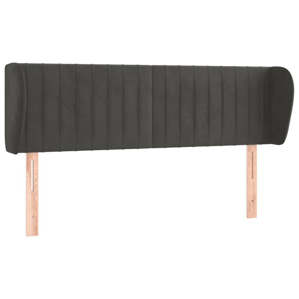 sengegavl med kanter 147x23x78/88 cm fløjl mørkegrå