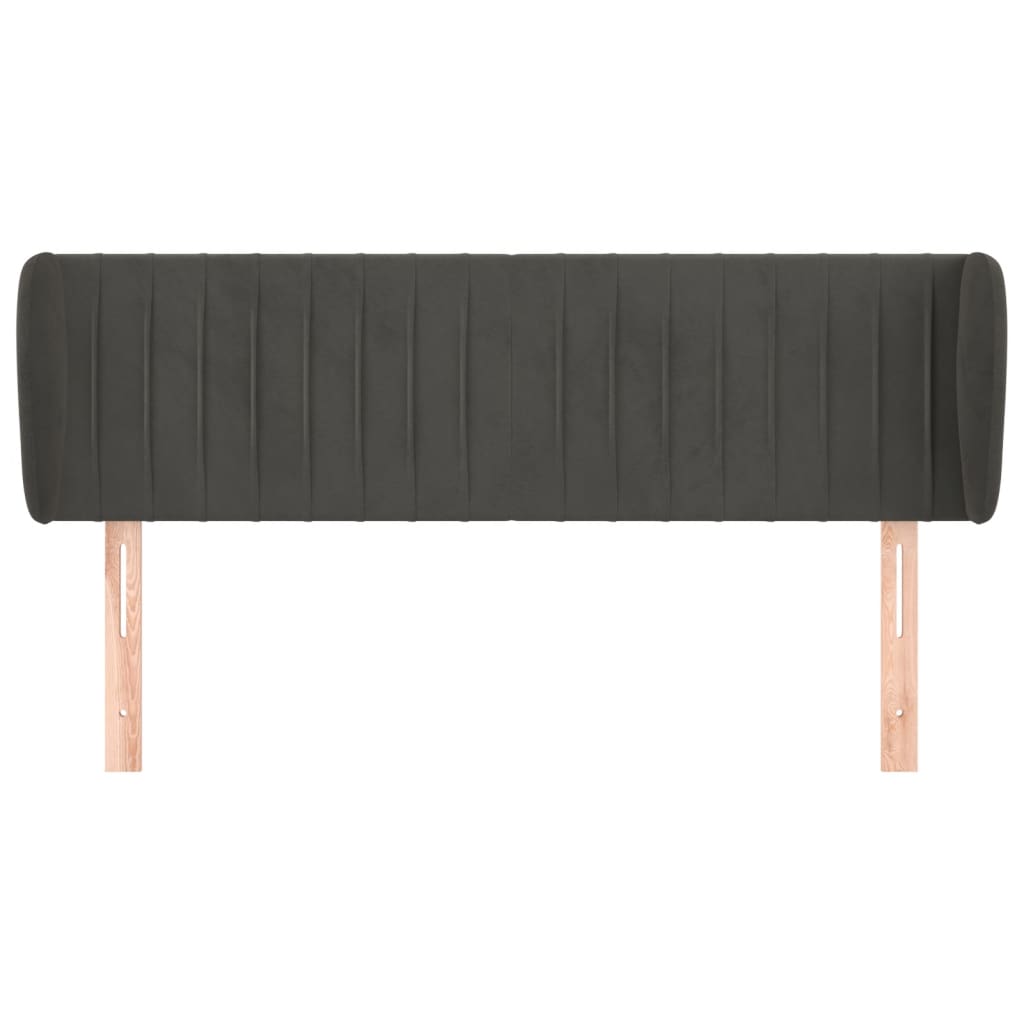 sengegavl med kanter 147x23x78/88 cm fløjl mørkegrå