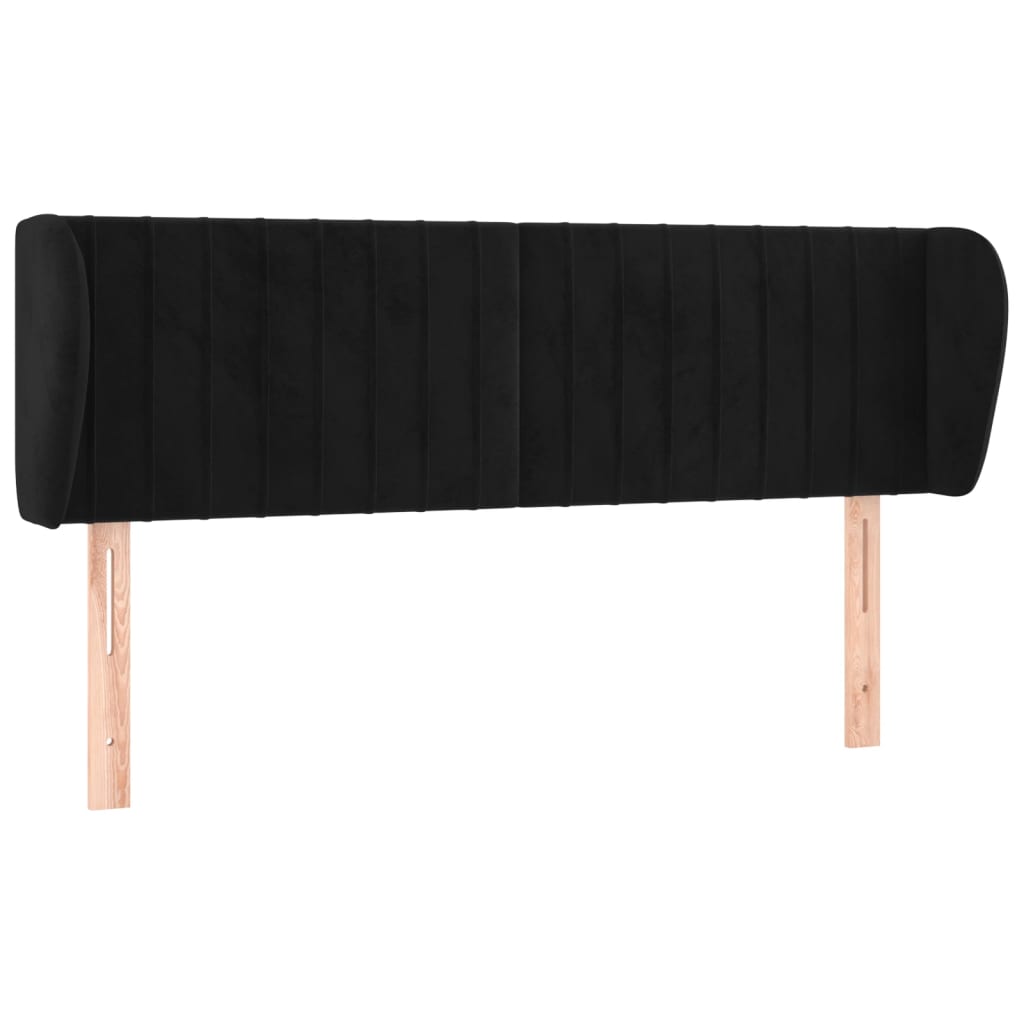 sengegavl med kanter 147x23x78/88 cm fløjl sort