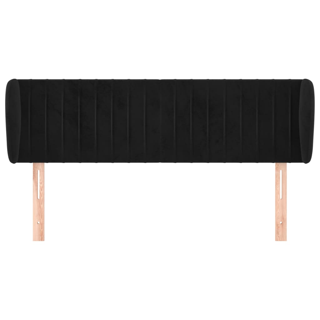 sengegavl med kanter 147x23x78/88 cm fløjl sort