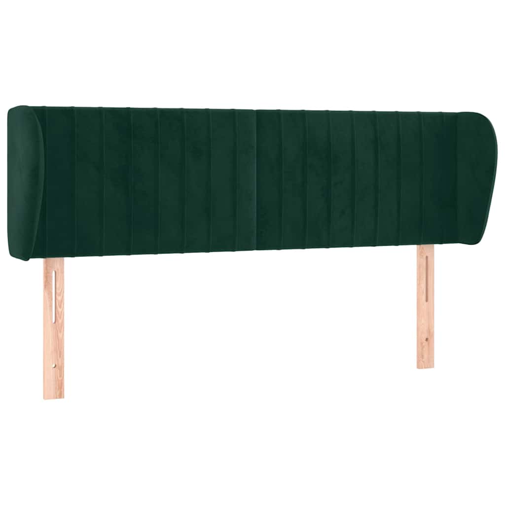 sengegavl med kanter 147x23x78/88 cm fløjl mørkegrøn
