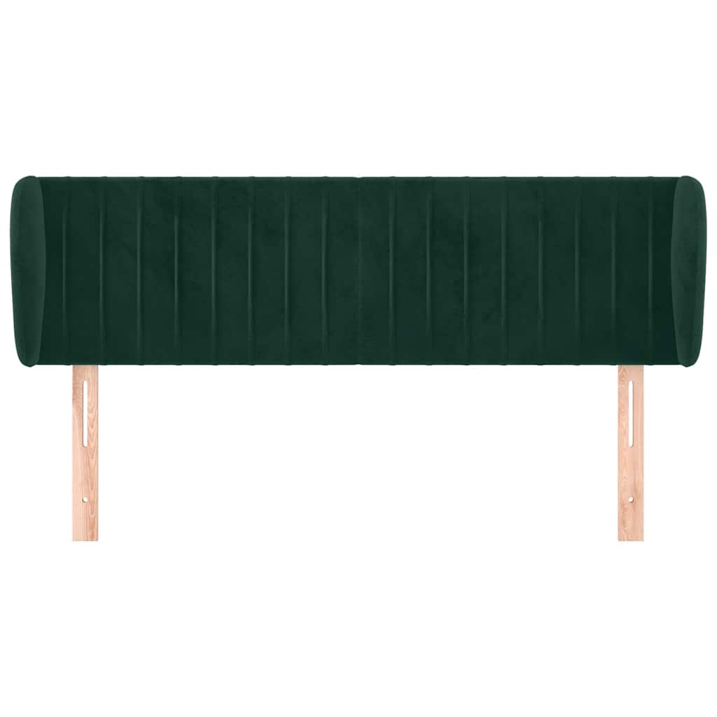 sengegavl med kanter 147x23x78/88 cm fløjl mørkegrøn
