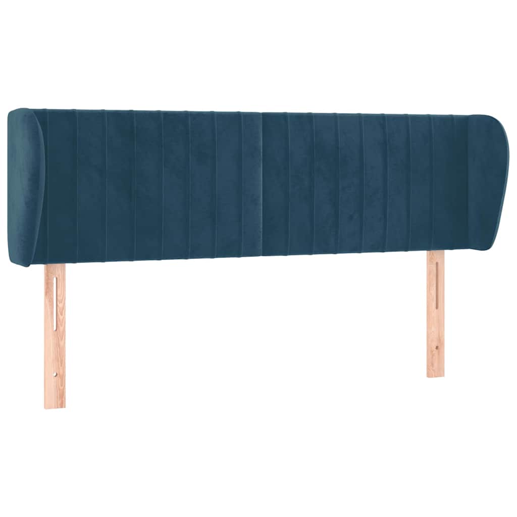 sengegavl med kanter 147x23x78/88 cm fløjl mørkeblå
