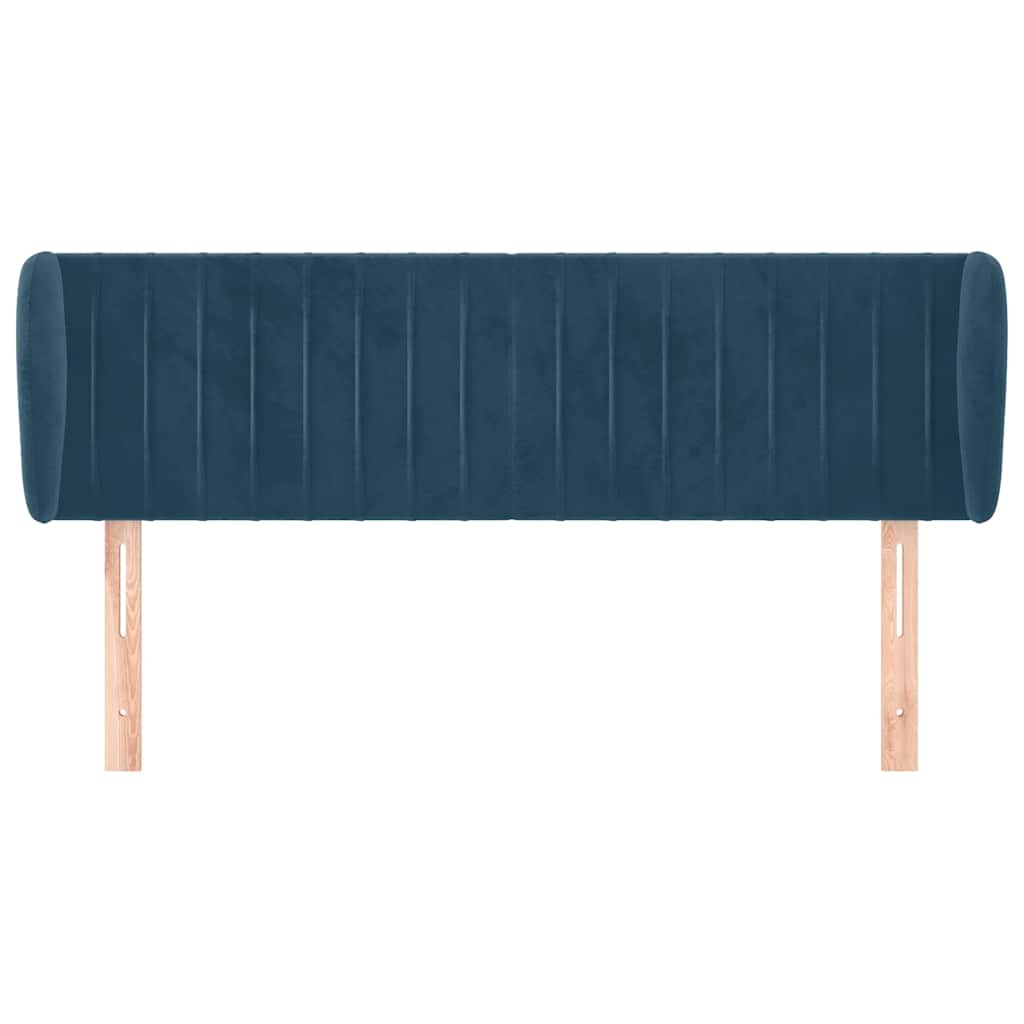 sengegavl med kanter 147x23x78/88 cm fløjl mørkeblå