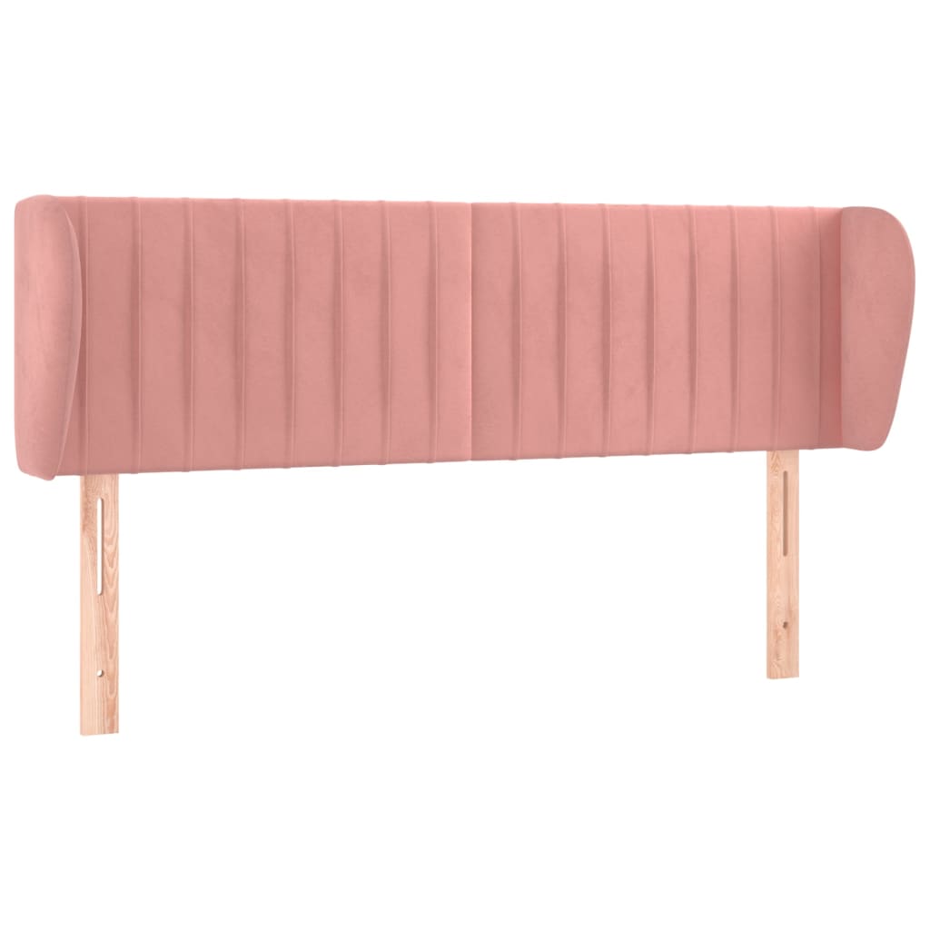 sengegavl med kanter 147x23x78/88 cm fløjl lyserød