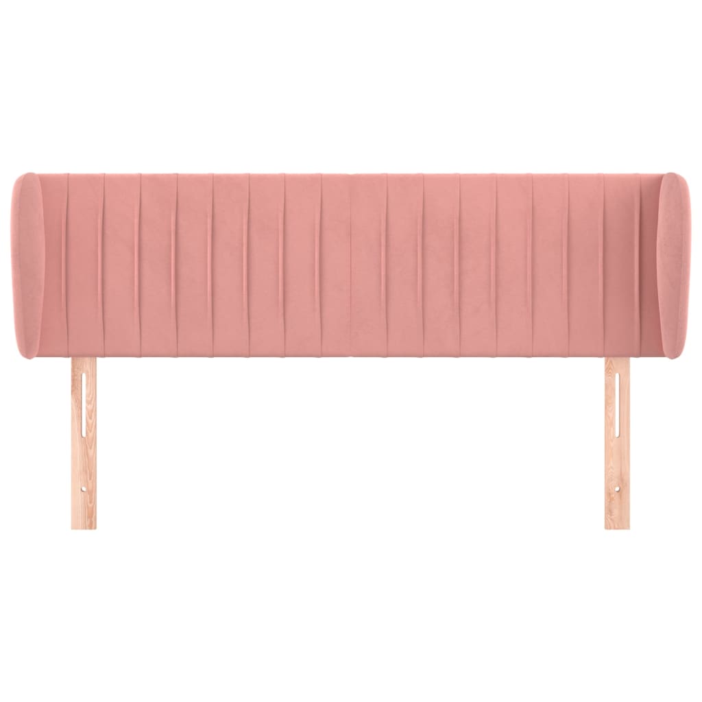 sengegavl med kanter 147x23x78/88 cm fløjl lyserød