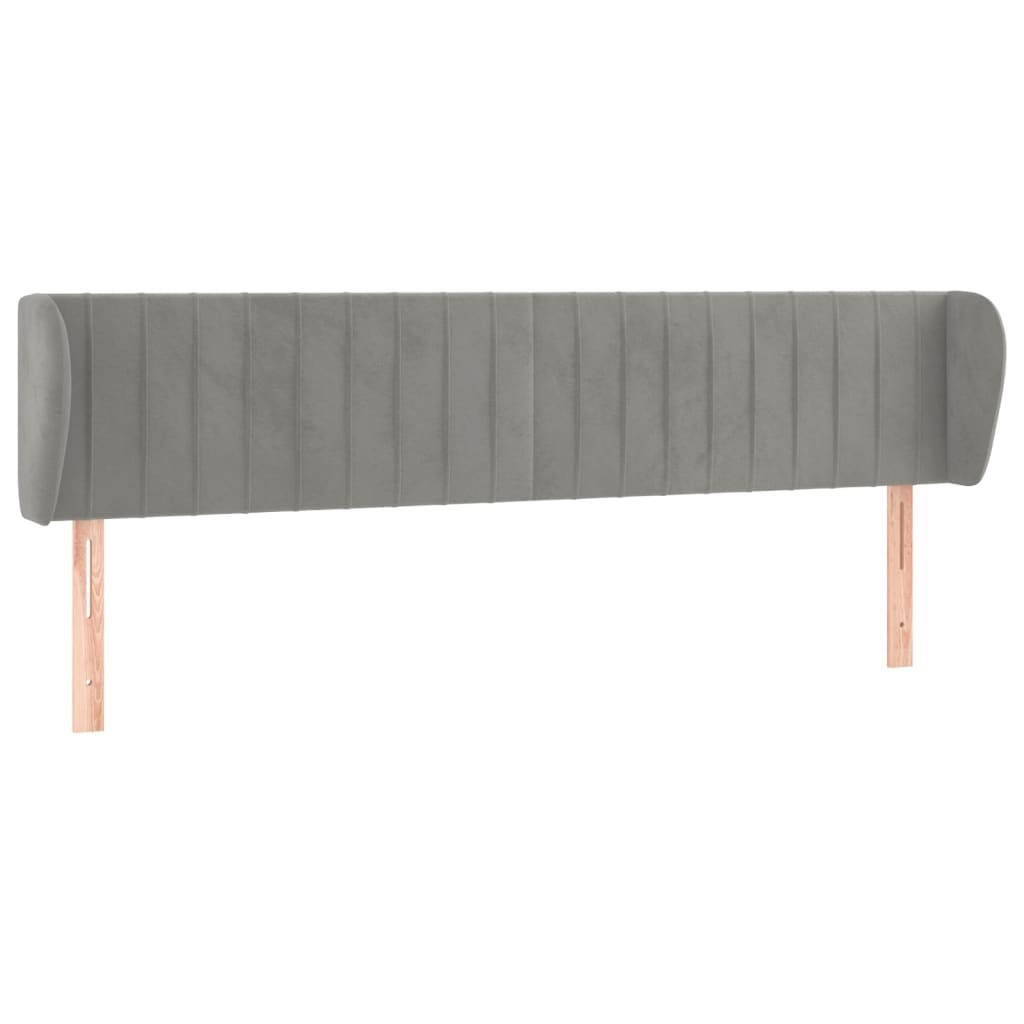 sengegavl med kanter 163x23x78/88cm fløjl lysegrå