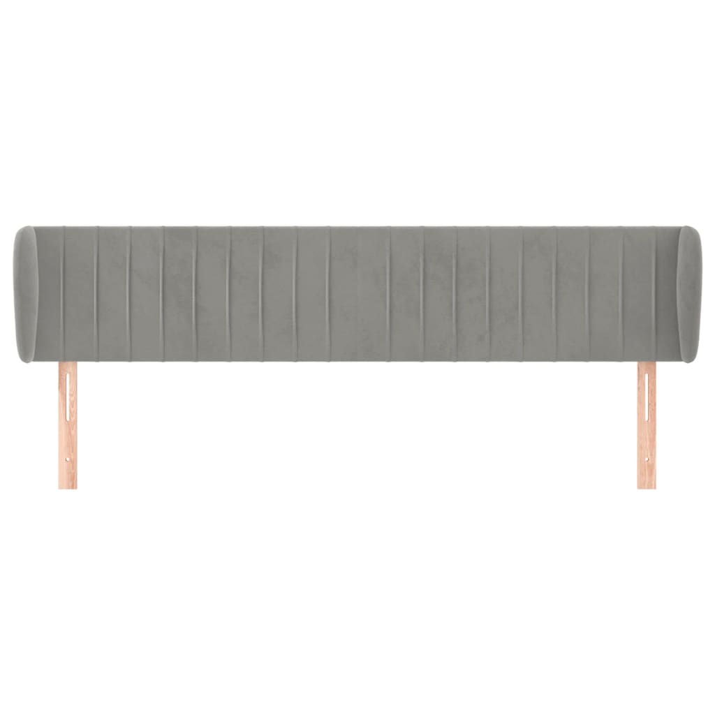 sengegavl med kanter 163x23x78/88cm fløjl lysegrå