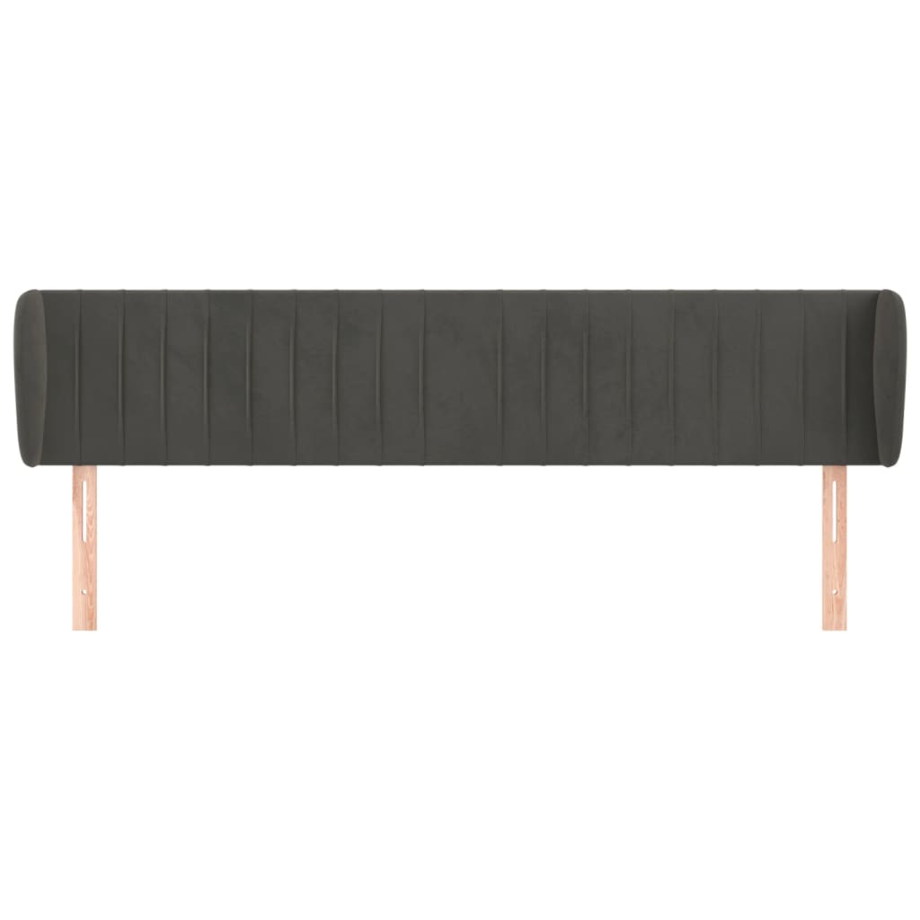 sengegavl med kanter 163x23x78/88 cm fløjl mørkegrå