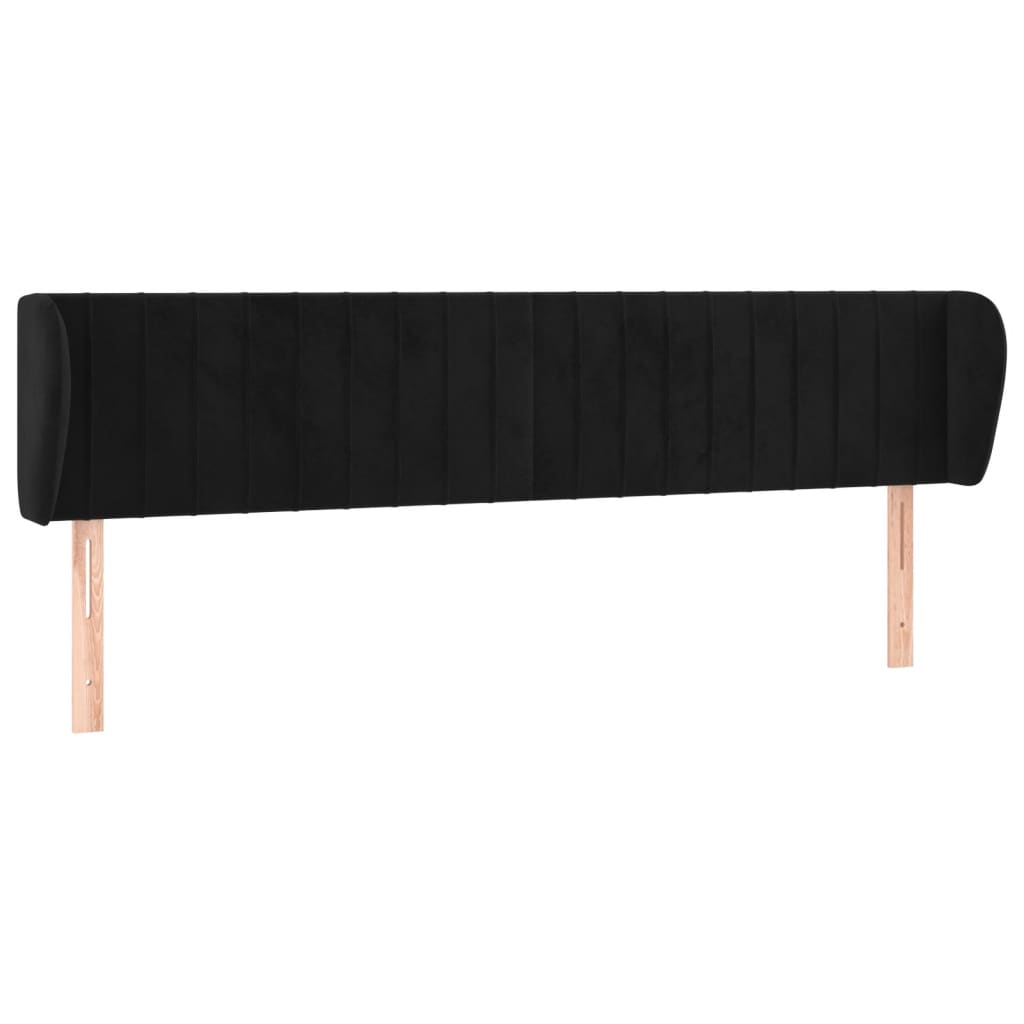 sengegavl med kanter 163x23x78/88 cm fløjl sort
