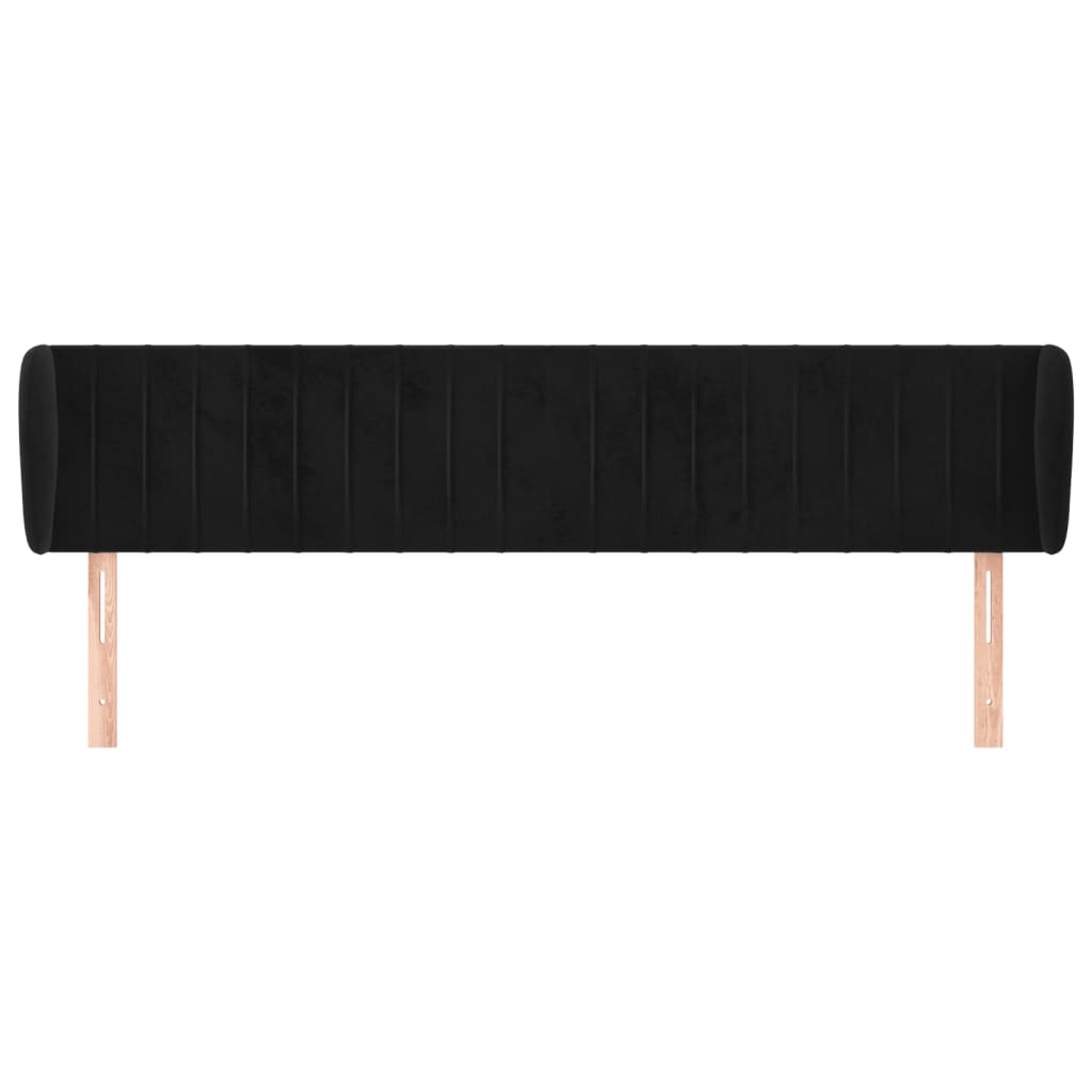sengegavl med kanter 163x23x78/88 cm fløjl sort