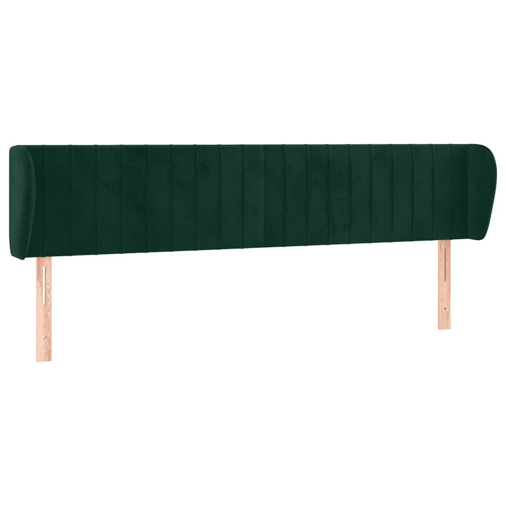 sengegavl med kanter 163x23x78/88 cm fløjl mørkegrøn