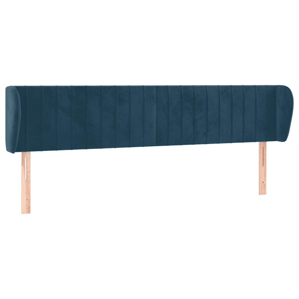 sengegavl med kanter 163x23x78/88 cm fløjl mørkeblå