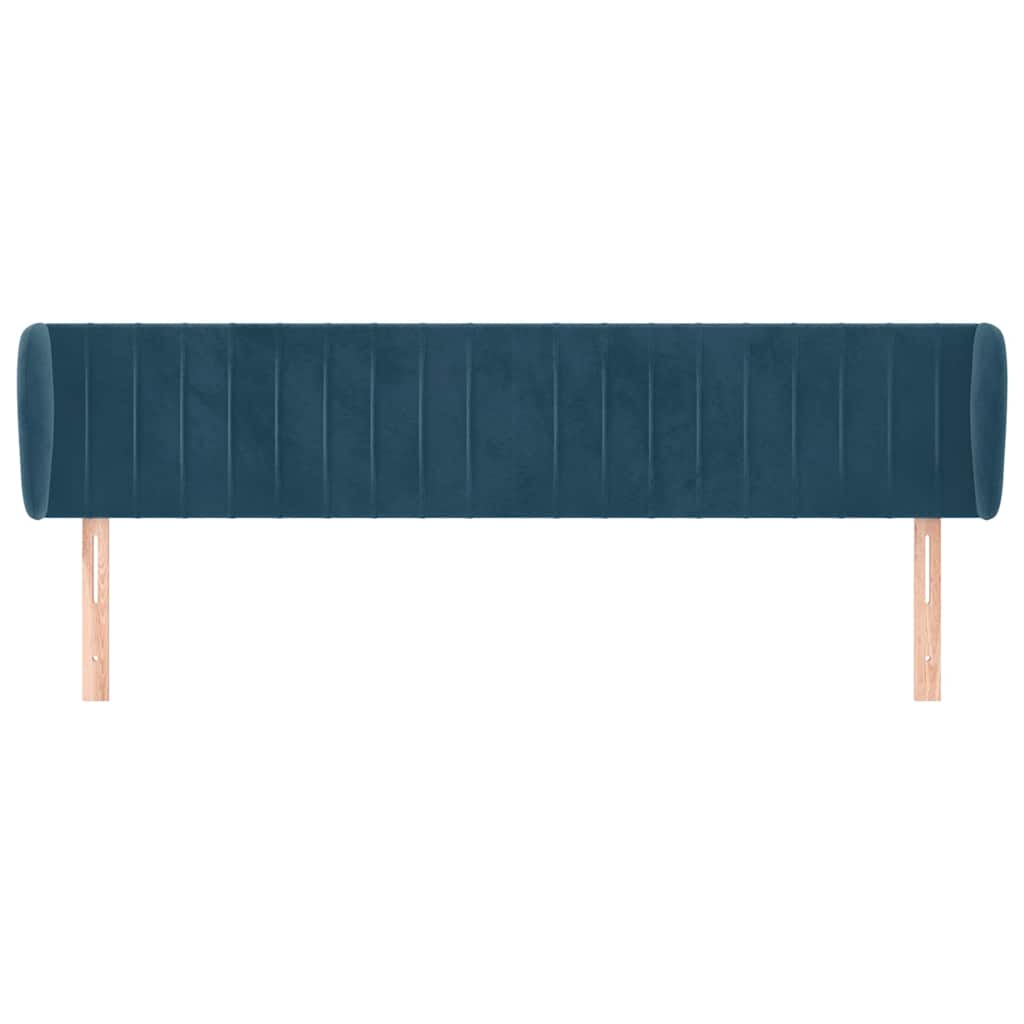 sengegavl med kanter 163x23x78/88 cm fløjl mørkeblå