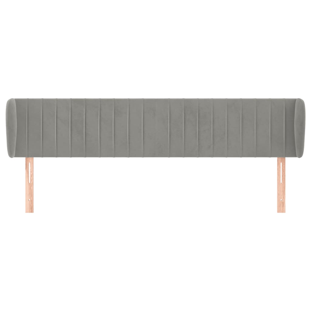 sengegavl med kanter 183x23x78/88cm fløjl lysegrå