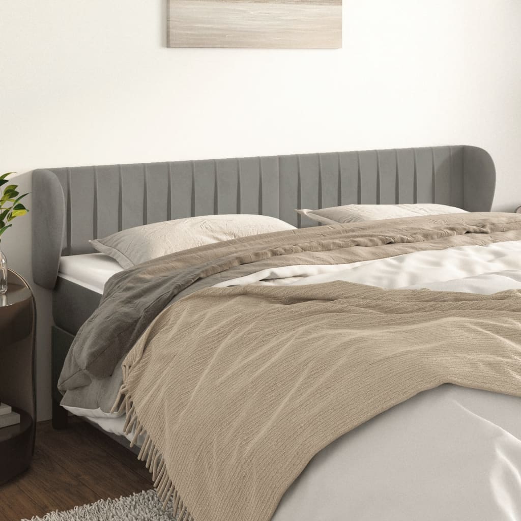 sengegavl med kanter 183x23x78/88cm fløjl lysegrå
