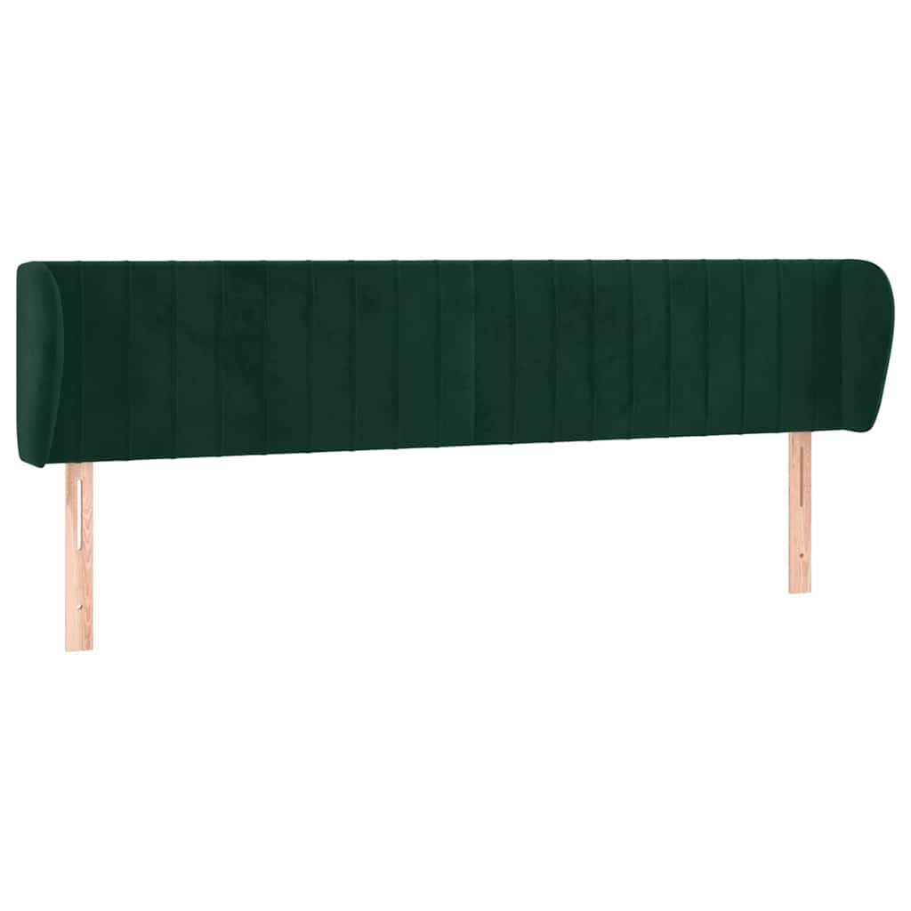 sengegavl med kanter 183x23x78/88 cm fløjl mørkegrøn