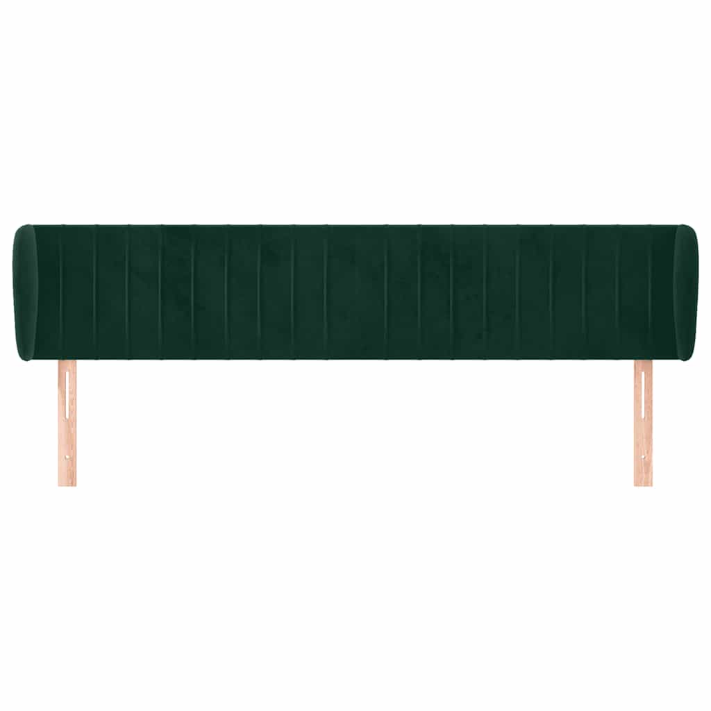 sengegavl med kanter 183x23x78/88 cm fløjl mørkegrøn