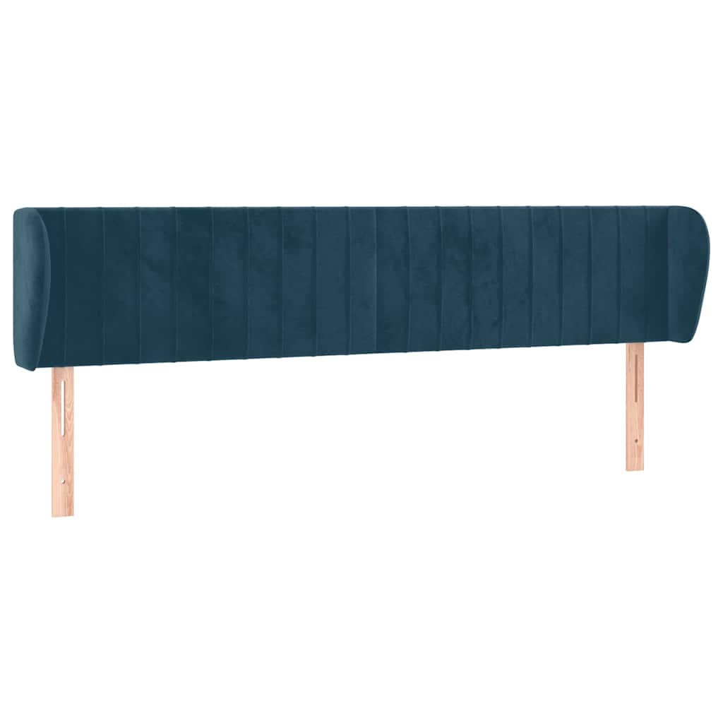 sengegavl med kanter 183x23x78/88 cm fløjl mørkeblå
