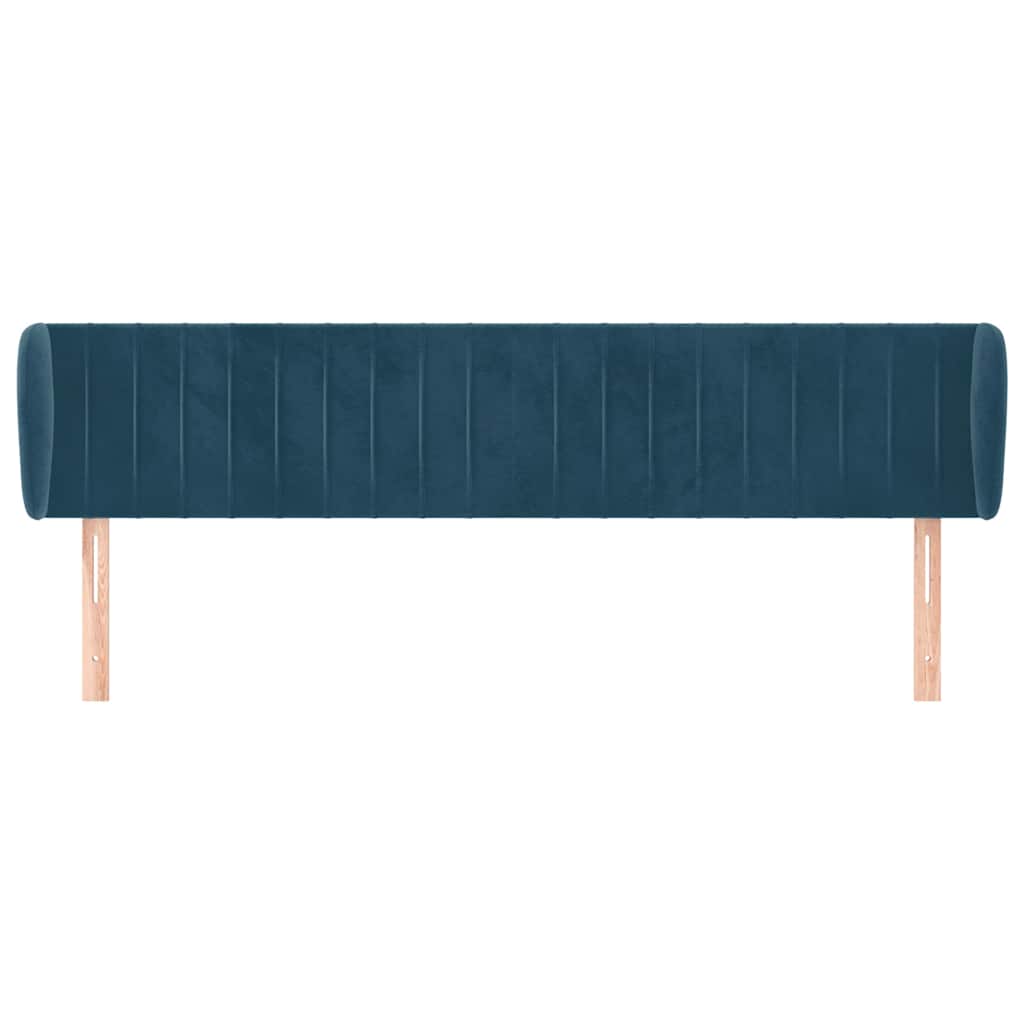 sengegavl med kanter 183x23x78/88 cm fløjl mørkeblå